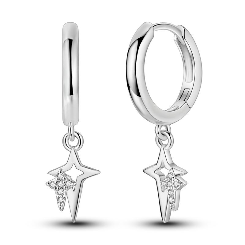 925 Silver Earrings Colorful Oval Gemstone Earrings Charm Hoop Earrings for Women Big Circle Fashion Silver Jewelry