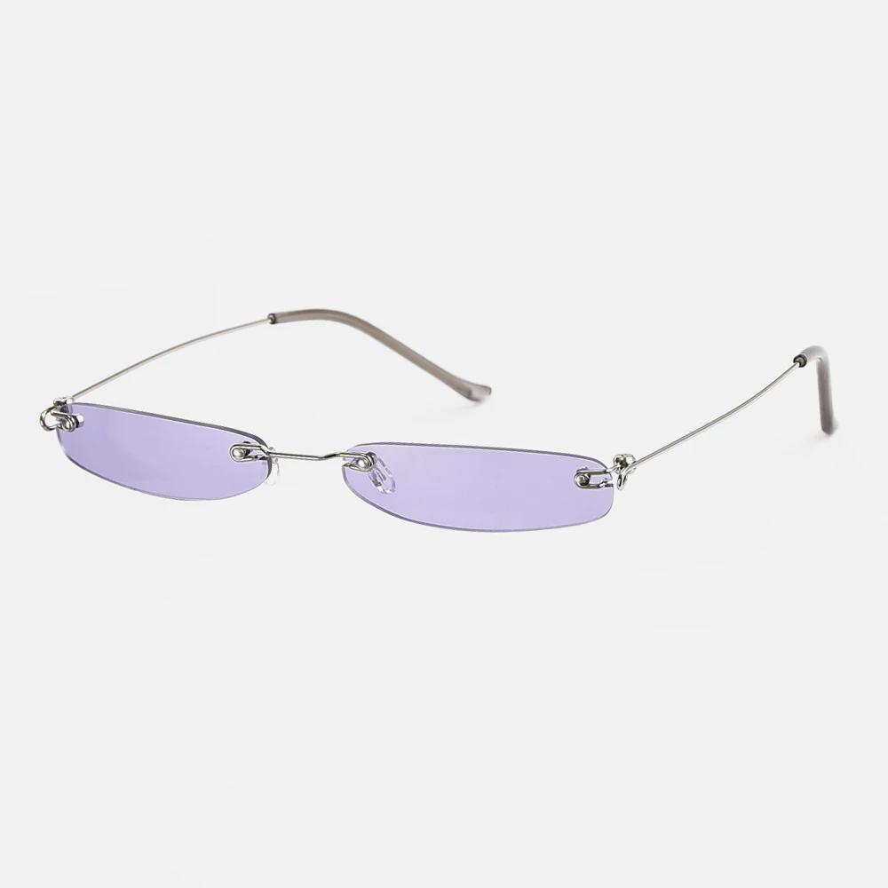 

Small Sunglasses Women Men Brand Designer Rimless Narrow Eyewear Luxury Trending Alloy Sun Glasses Streetwear Selfie Artifact