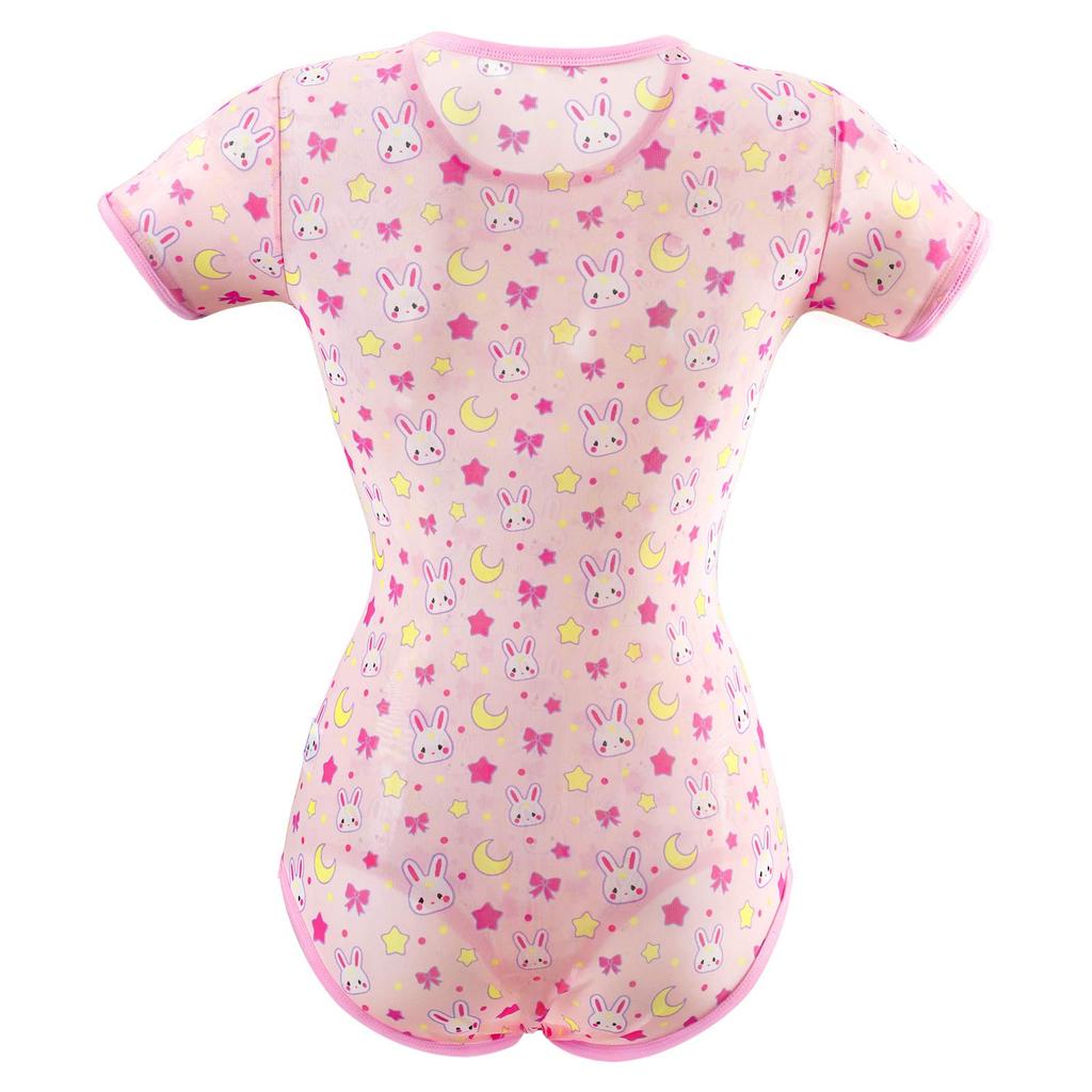 [LittleForBig] Kombinezon dla dorosłych z siateczki [Wzór Królik Księżyc Gwiazda] Body 3XL