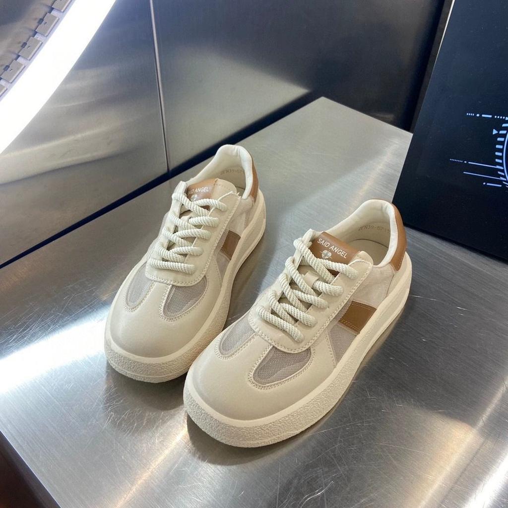 Frühling neue Damen Schuhe Mesh dicksohlige Muffin Schuhe erhöht kleine lässige Board Schuhe Schnürer atmungsaktiv