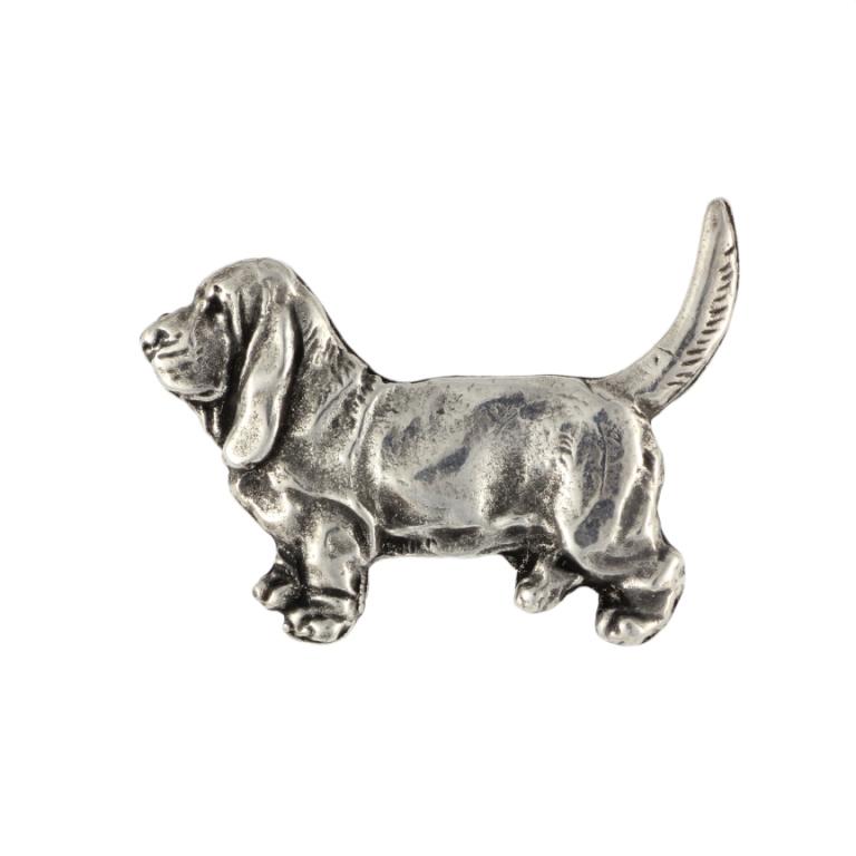 Basset Hound I  - Silver-plated dog brooch, elegant pin, jacket lapel decoration by Art-Dog brand