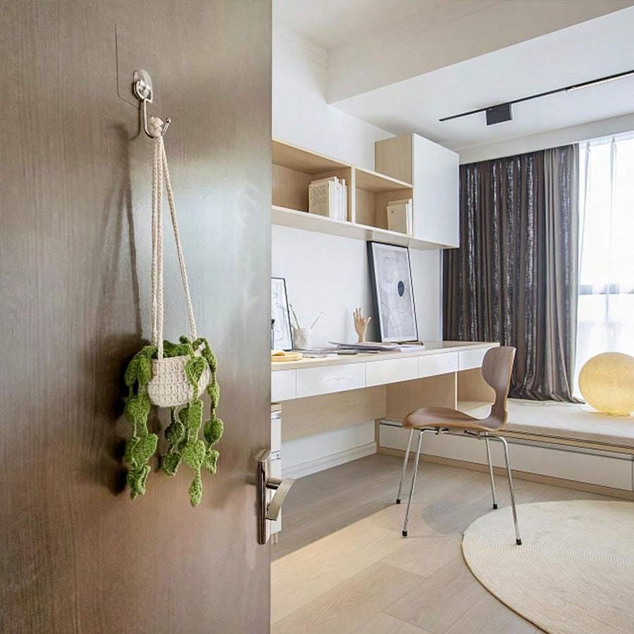 Handmade Crochet Hanging Planter For Home And Car Decoration, With Lovely Hanging Basket Of Potted Plants Ideal For Living Room, And Car Decor