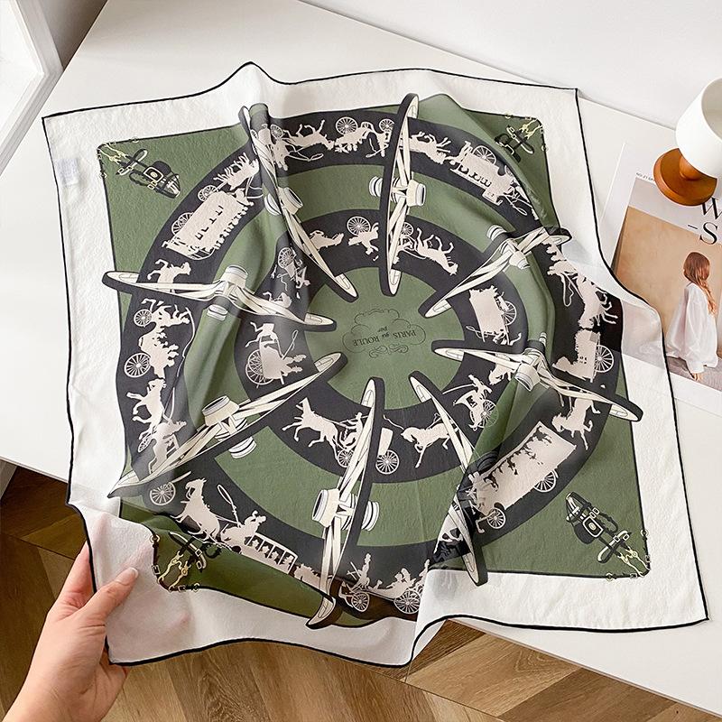 Fashion silk square scarf spring and autumn versatile 70 mulberry silk silk scarf women s foreign style sunscreen mulberry silk silk scarf scarf shawl 67cm