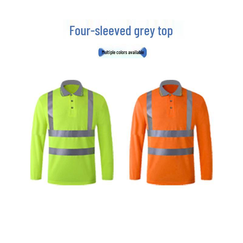 Reflective Fluorescent Yellow Quick-Dry T-Shirt for Road Construction Work.