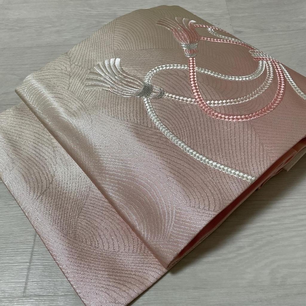 Used Nagoya Obi Embroidered Braid Nine Size Pure Silk Kimono X-4926