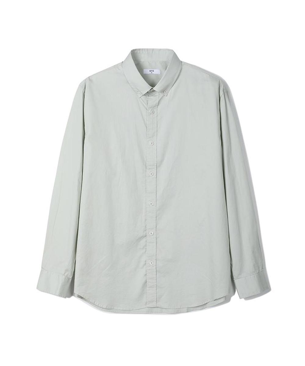 Notig 100% Cotton Semi-Overfit Satin Texture Button-Down Shirt Mint Mint/095