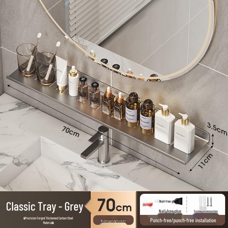 No-Drill Wall-Mounted Bathroom Shelf for Mirror, Faucet, and Vanity