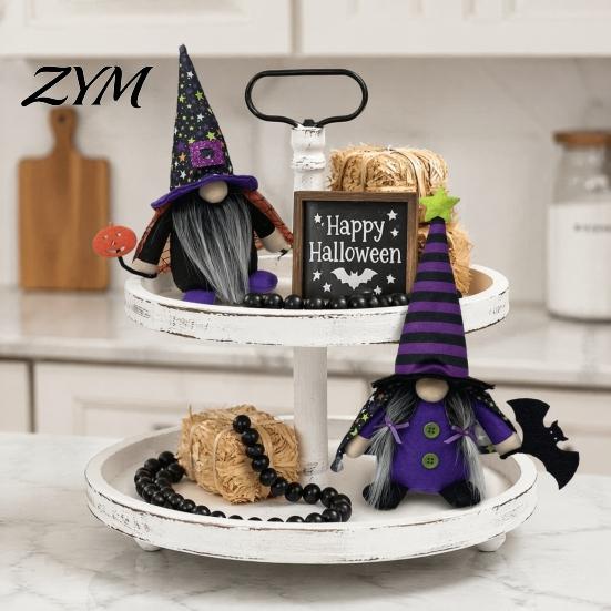 Hand Sewn Holiday Collectibles Halloween Gnome Decoration, Witch Swedish Tomte Ornament, Plush Tiered Tray Seasonal Displays Scandinavian Elf