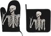 Skelett Totenkopf Boho Hippie Hitzebeständige Ofenhandschuhe und Topfhandschuh-Sets Langlebige Küchenhandschuhe für BBQ Kochen Backen Grillen