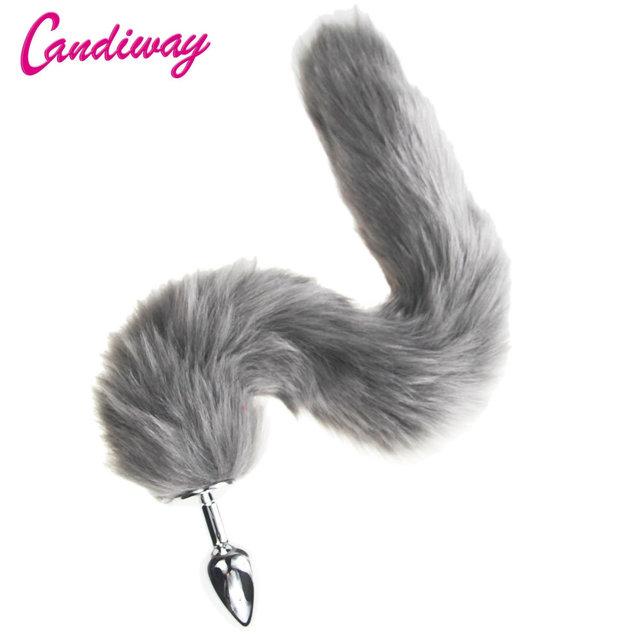 Gray Fox/Dog Tail Metal Furry Anal Plug Sexy Toys Butt Plug BDSM Flirt Anus Plug For Women WILD Cat Tail Adult Toy Stim