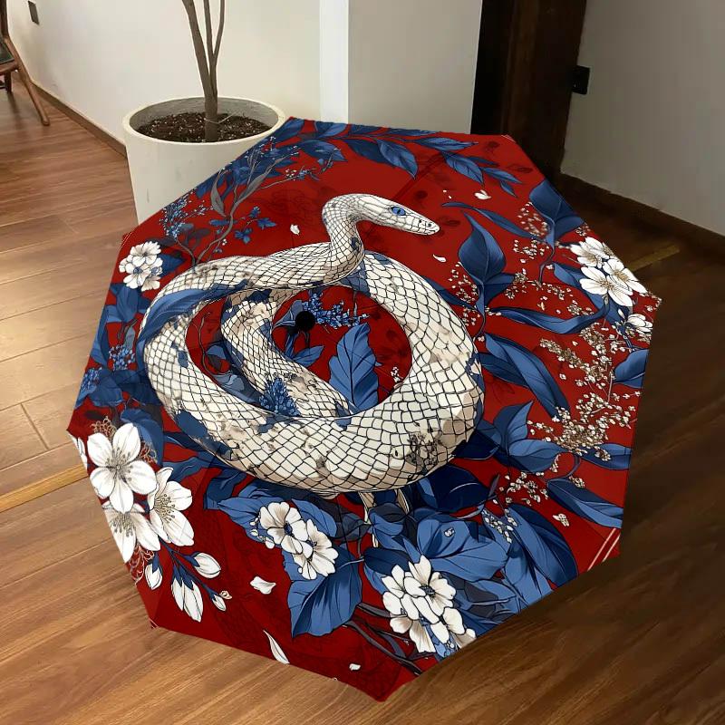 1PC Snake Flowers Umbrella-8-Rib Reinforced Portable Folding Travel Suitable for All Seasons Outdoor Daily Use Is an Ideal Choice -K0416