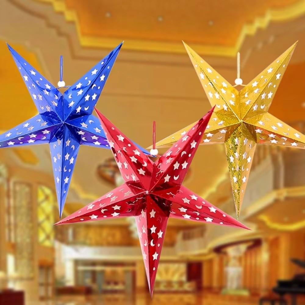 Hanging Christmas Pendant Decoration Paper Five-Star Decorative Lampshade  Home Decor
