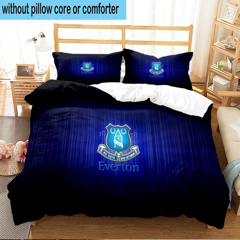 Football Club Everton 3PCS Print Bedding Set, Includes A Duvet Cover and Two Pillowcases for Bedroom, Dormitory, Suitable for All Seasons