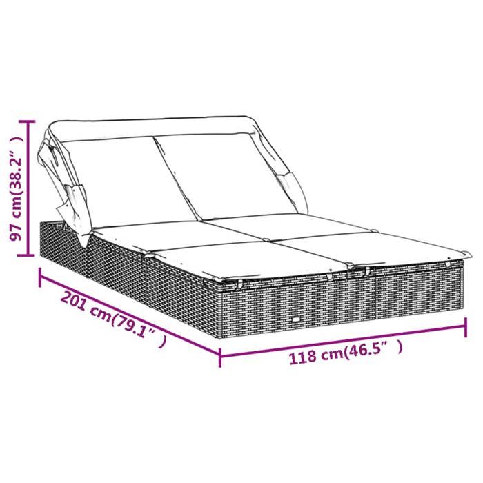 VidaXL Transat 2 places avec toit pliable marron 213x118x97 cm 319649