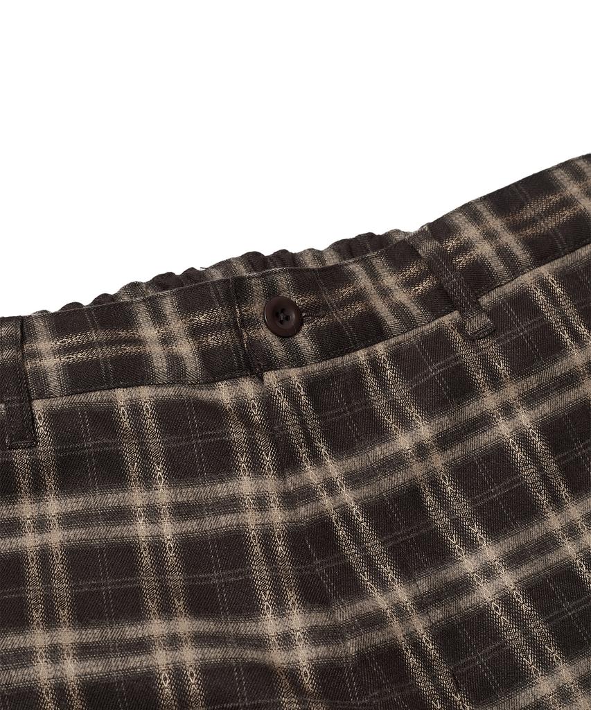 ESFAI Draped Plaid Wide Pants (Brown)