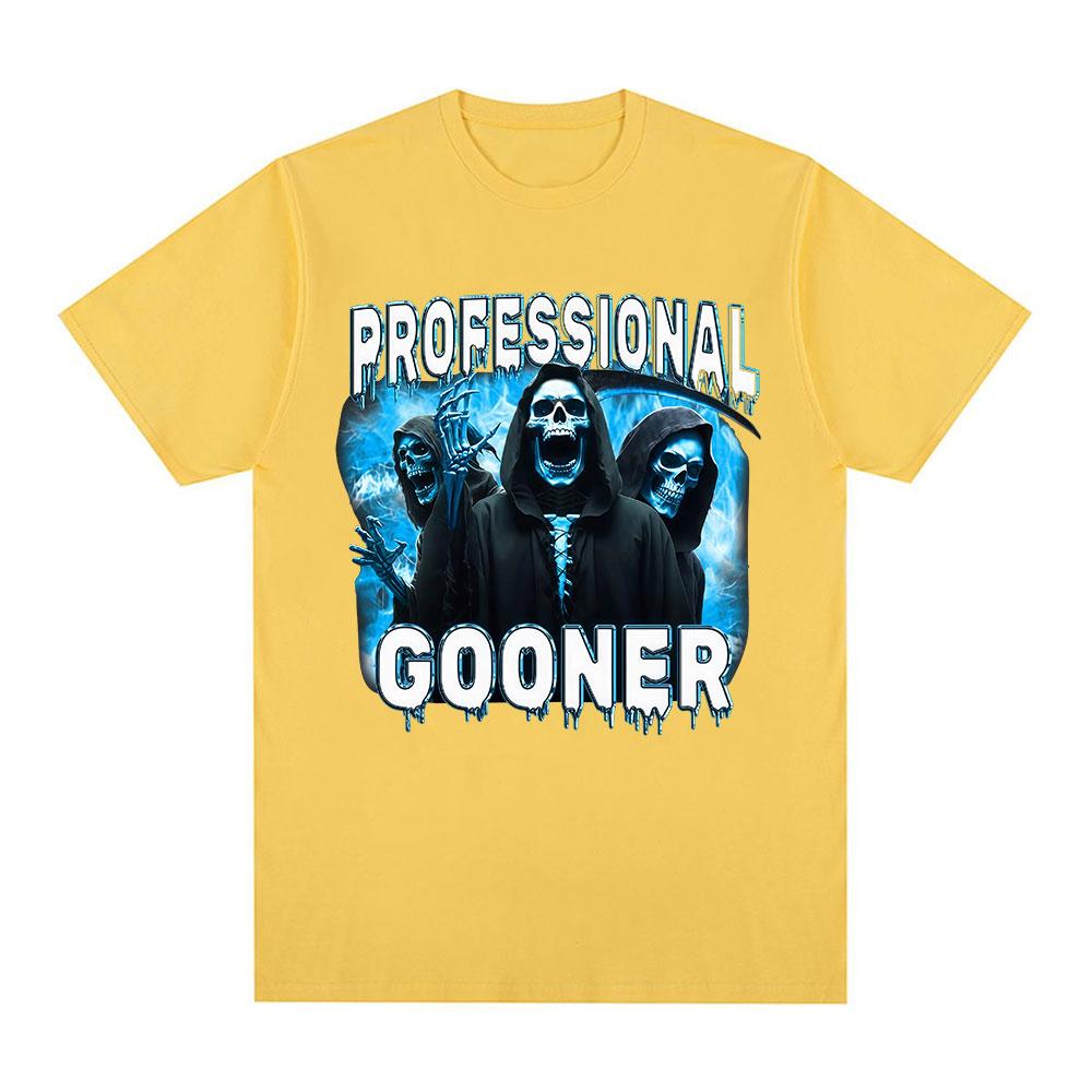 Professional Gooner Offensive Funny Skeleton Meme T Shirts Goon Sexual Joke Party Summer T-shirts Unisex Fashion Cotton Tees