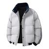 Stand-up collar down cotton-padded clothes for men's winter new warm thickened three-bar bread clothes loose large-size jacket
