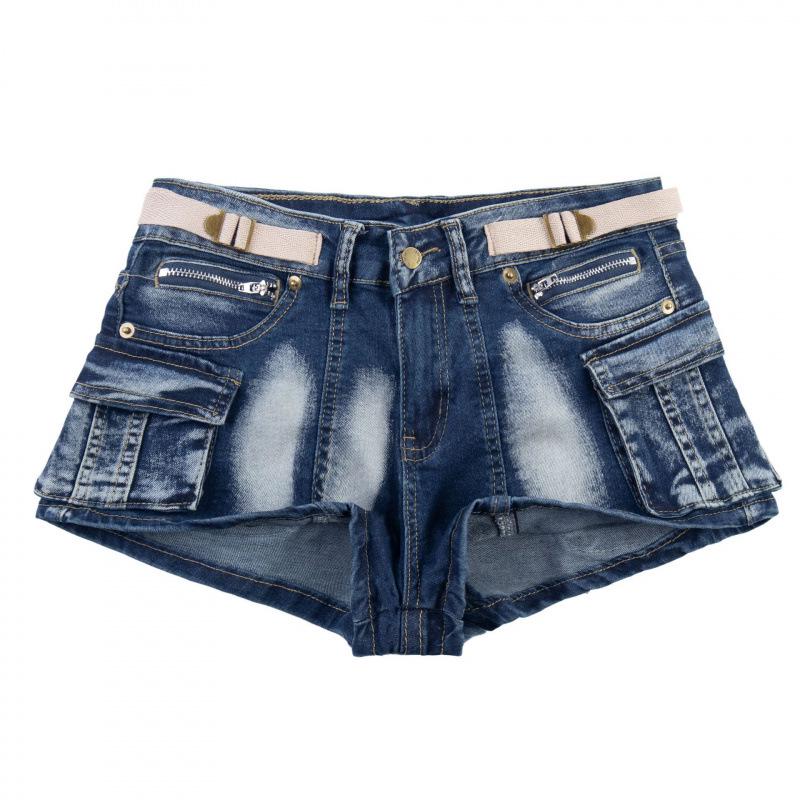 Guan Qu 26 Summer New Collection Spicy American Girl High-Stretch Heavy-Duty Shorts for Women. M синий