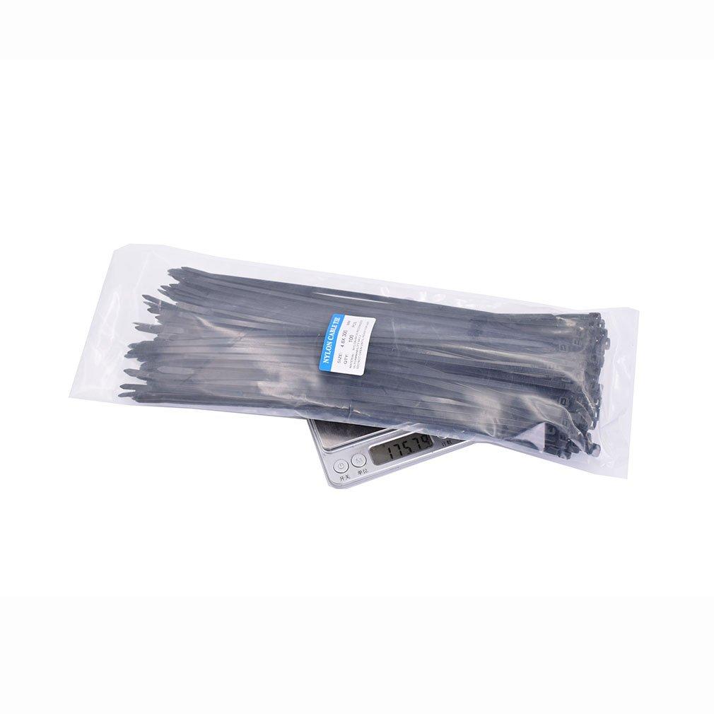 Nylon Cable Ties, Weather-Resistant, for Packaging and Binding, Black, 4.8mm Wide X 300mm Long, Pack of 200