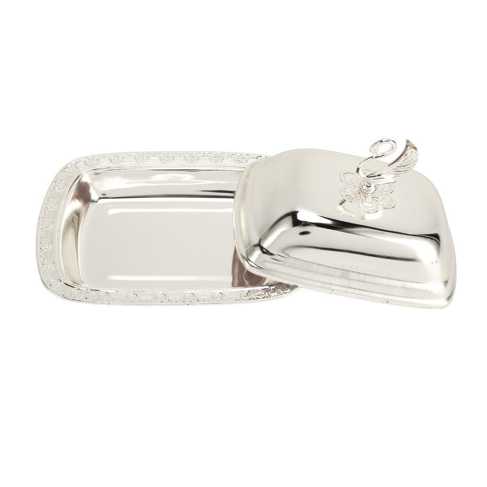 Silver Finish Covered Serving Dish European Style Candy Bowl Stylish Fruit Dish For Candies