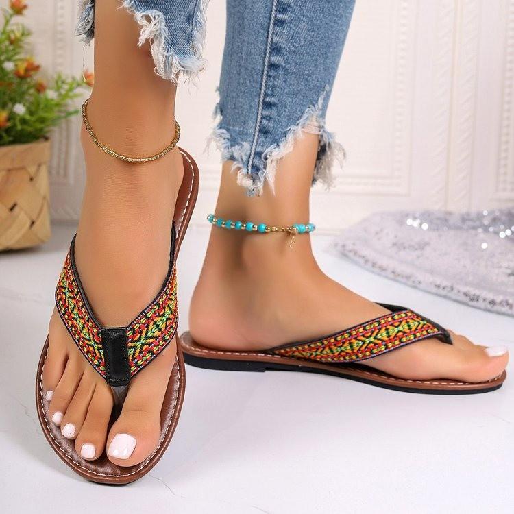 Fashion Women's Flip-flops 2024 Summer Simple Flat-soled Casual Home Low-heeled Outdoor Beach Women's Shoes Large Size Pantuflas Mujer