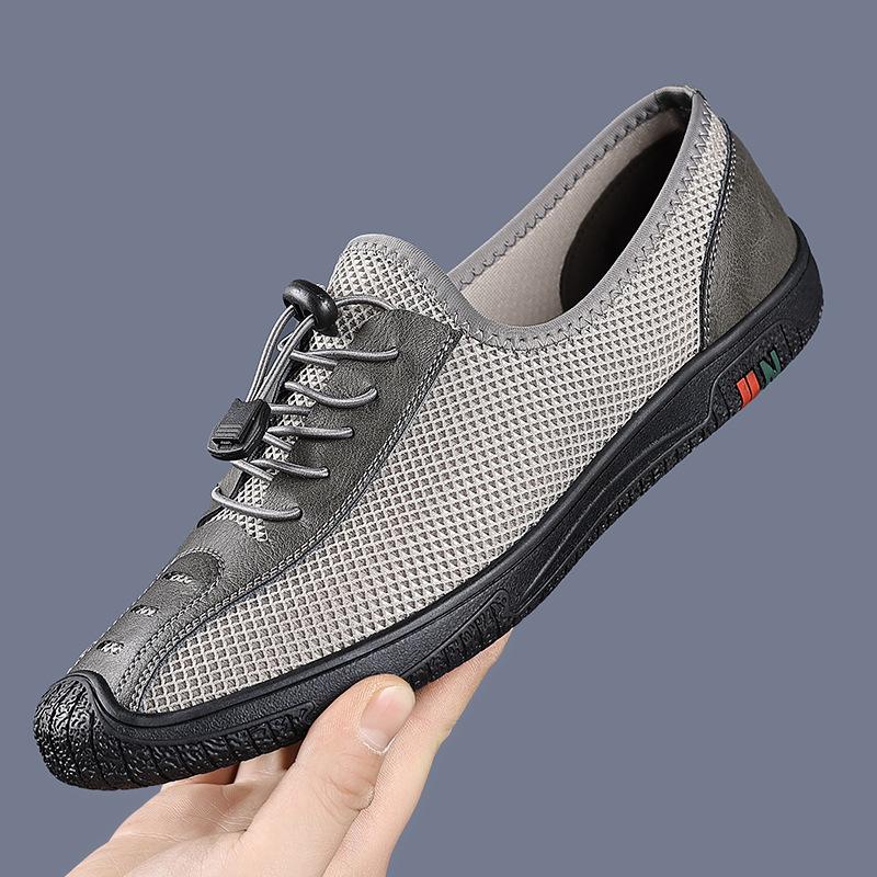 

Spring and summer new men s fly-woven mesh breathable casual shoes nesting driving shoes soft-soled walking shoes men 44 сірий колір