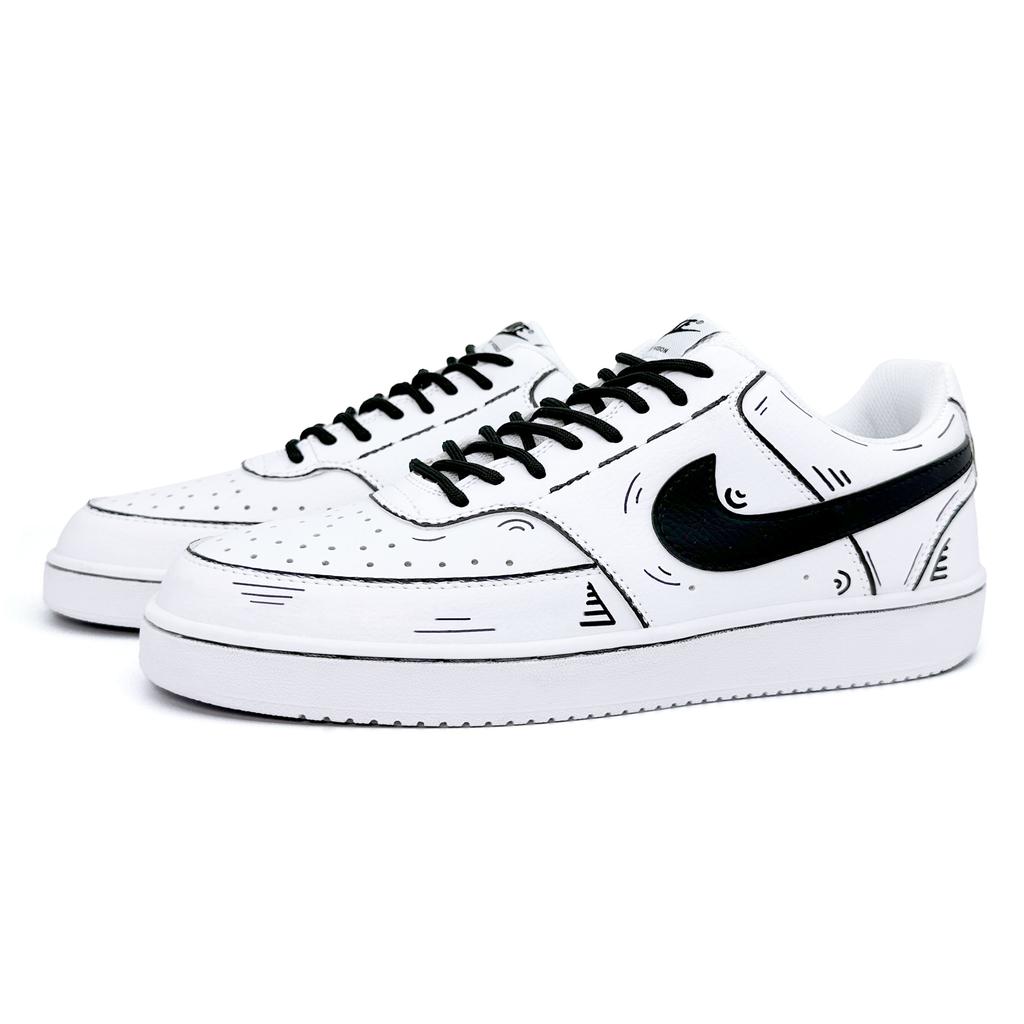 Nike Court Vision 1 Battle Anime Niedrige Skateboard-Schuhe Unisex Schwarz Weiß DH2987-101(team488-)