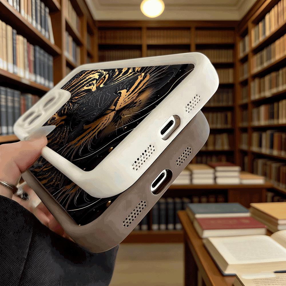 Golden Tiger Face Soft TPU Phone Case for iPhone 17 16 15 14 13 12 11 Pro Max Plus Shockproof Anti-Slip Cover
