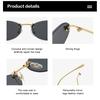 Fashion Rimless Sunglasses Women UV400 Oval Elegant Diamond F Sun Glasses Retro Eyewear