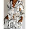 Elegante Camicia Stampata da Donna Edizione Speciale Manica Lunga con Bottoni
