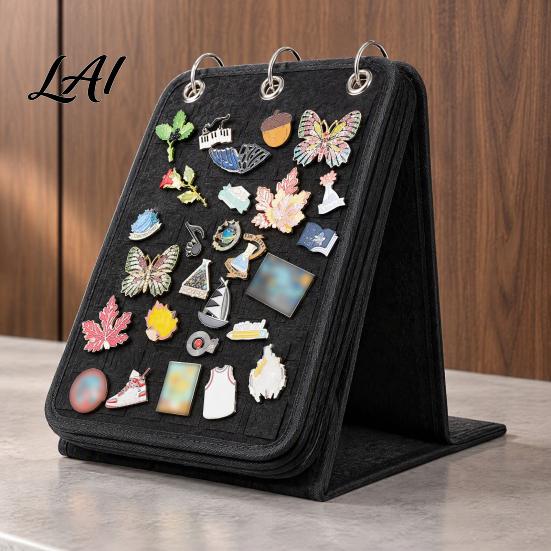 Desktop Storage for Collectors Enamel Pin Felt Display Holder Large Capacity 5 Pages Badge Collection Stand Classified Folder Wear Resistant