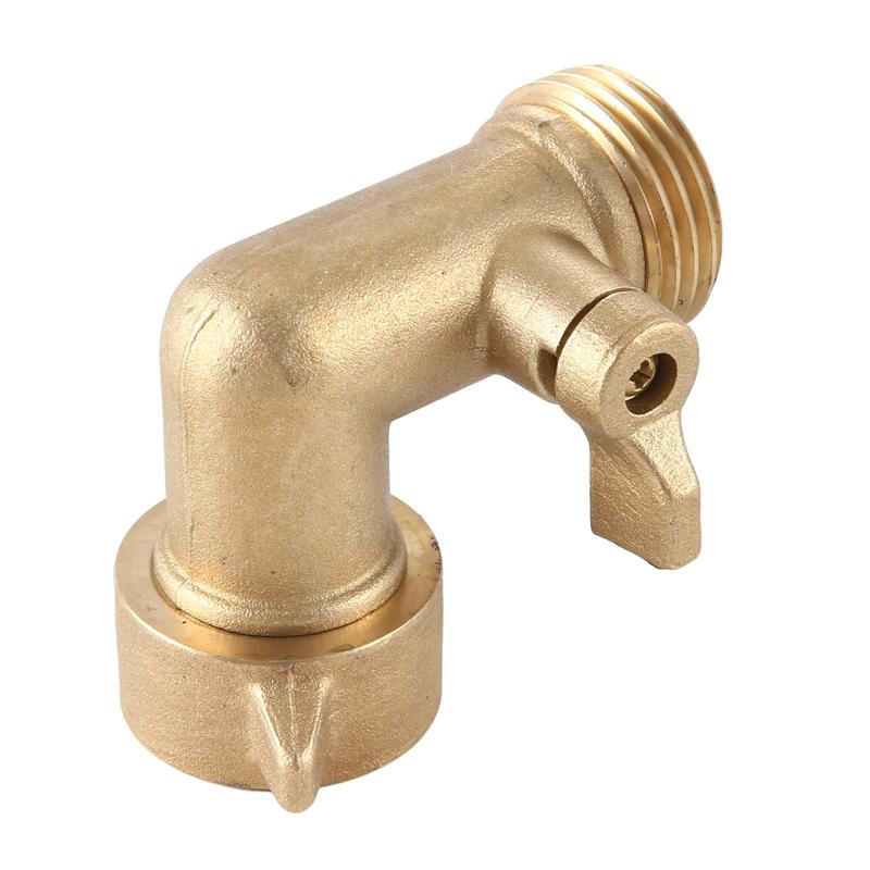 A84X-2Pcs 90 Degree Garden Hose Elbow Adapter Faucet Connector With Shut Off Valve With 2 O-Rings Solid Brass