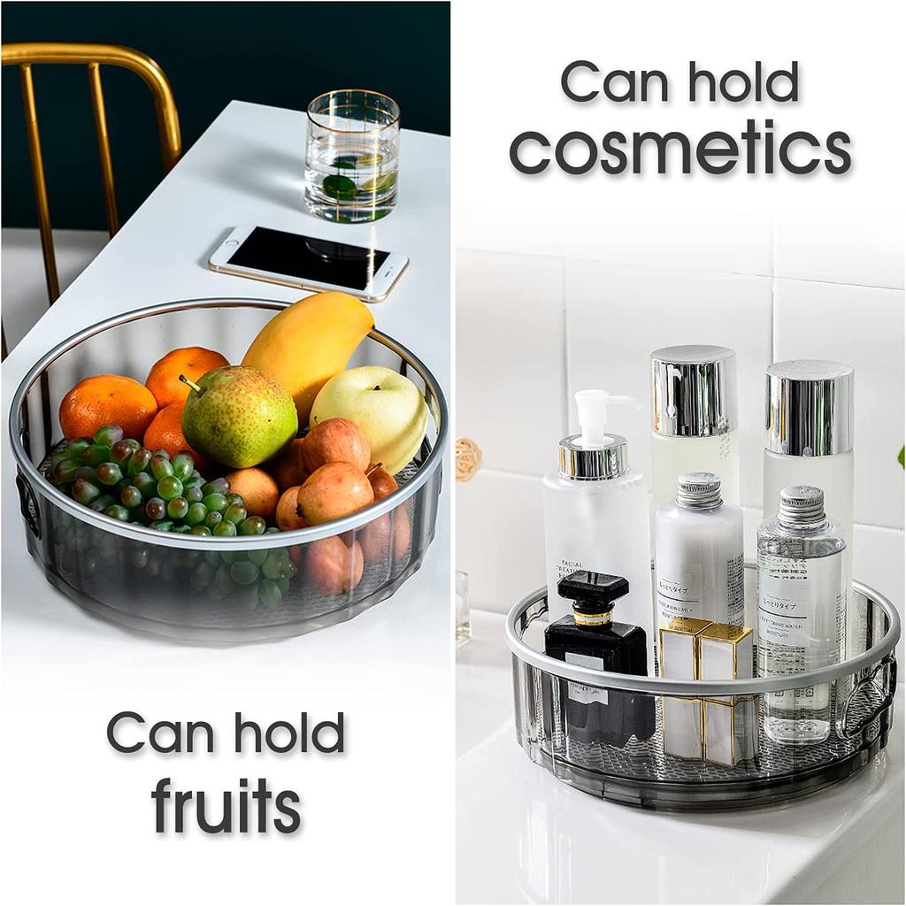 2 Sizes Lazy Susan Turntable Spinning Spice Rack Organizers Multifunctional Round Clear Rotating Cosmetic Containers
