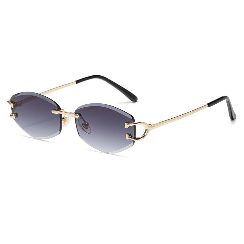 Fashionable Men Frameless Sunglasses Multi-Color High-End Metal Women Neutral Style Street Sun Glasses Uv400