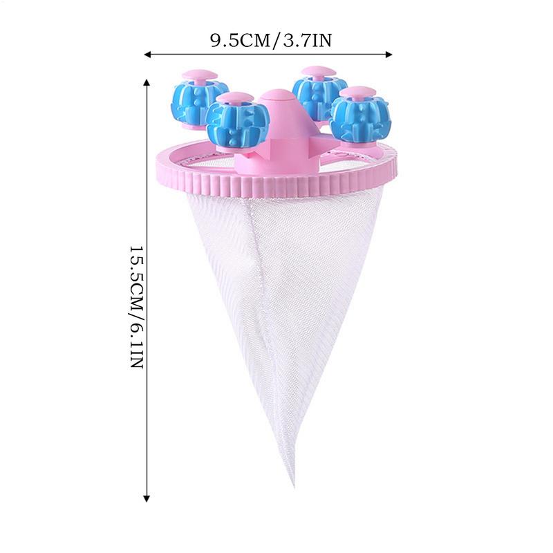 Hair Remover For Laundry 3X Lint Catcher Mesh Bag Conical Reusable Floating Hair Filtering Mesh Removal Lint Cleaning Tool For