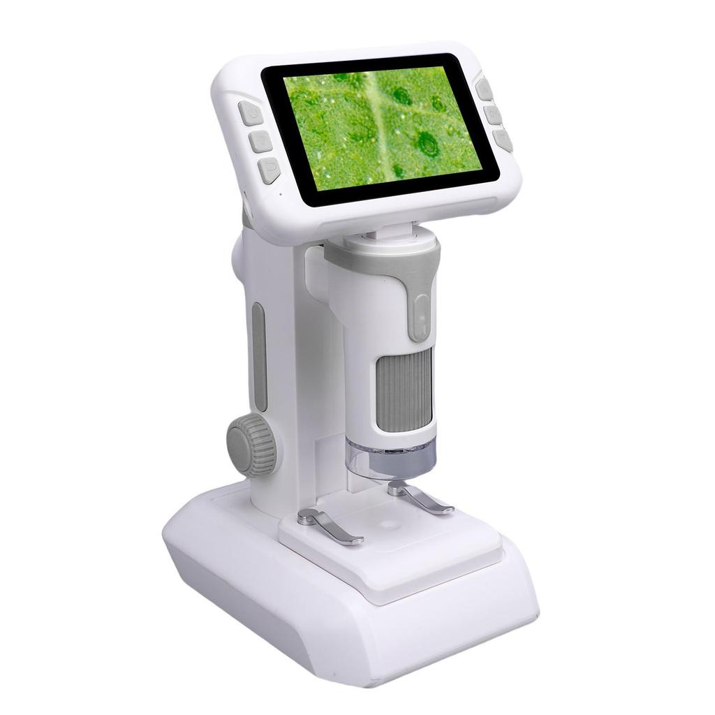 Kids Microscope 1600X 4 Inch LCD Screen Handheld Desktop Digital Microscope with LED Light for Education Gray