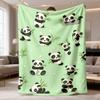 2026 New Arrival Flannel Blanket 1pc Cozy Plush Playful Pandas Printed Throw Blanket Soft Flannel AllSeason 200250g, Cute Panda & Bamboo Design with G