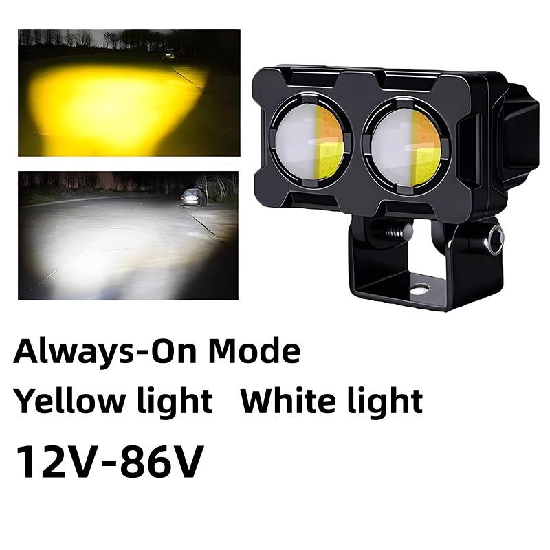 1/2Pcs Dual Color Motorcycle Headlight Fog Lamp Motorcycle Led Fog Lights Double Led Mini Driving Light A 12v86v