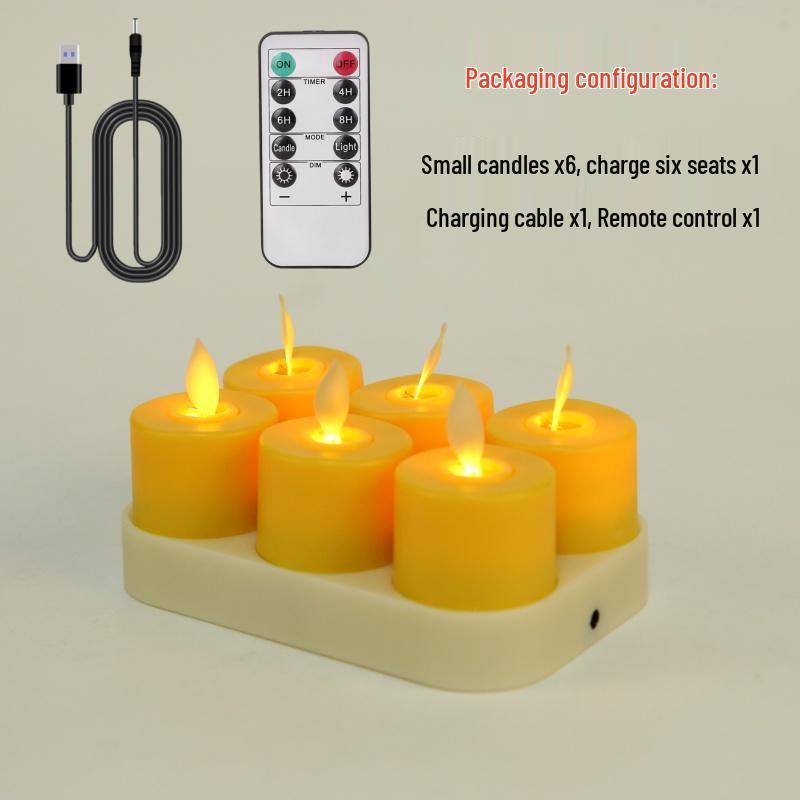 Rechargeable Flickering Flame LED Candle Lamp, Remote-Controlled, Yellow Offering, Smokeless Ghee Holder, Tea Light for Buddha.