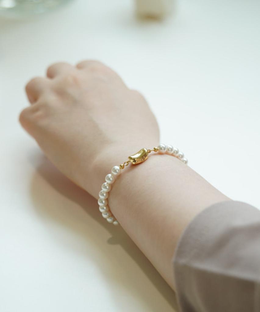 Alleun Swarovski Pearl Bracelet Silver 925 Bold Beans (Type B)