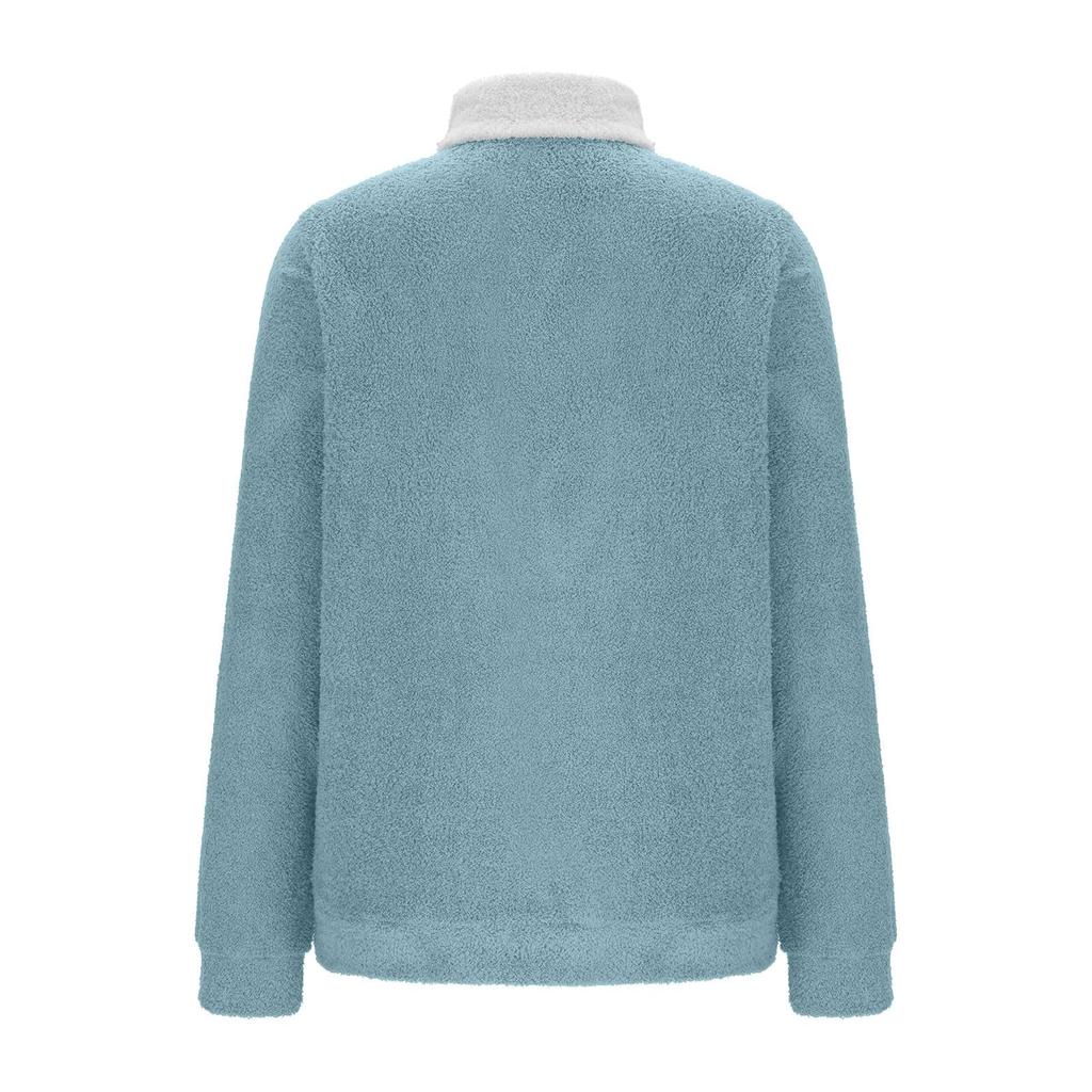 Women's Sweatshirts 1/4 Zipper Pullover Jackets Fall Winter Warm Long Sleeves Lapel Sweater Coat With Pocket