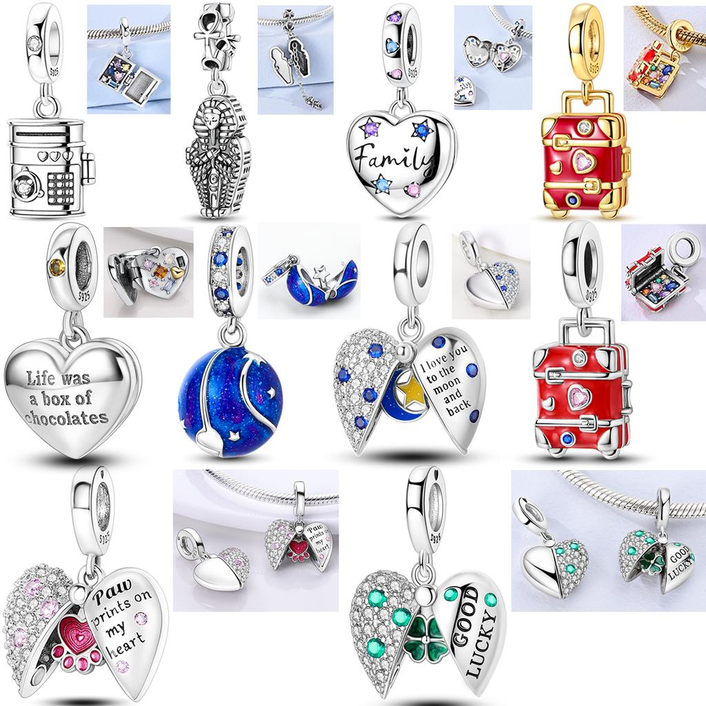 Playable Openable Charms Bead Copper Interesting Zircon Inlaid Love Heart Pendant Fit Original Bracelet Diy Jewelry
