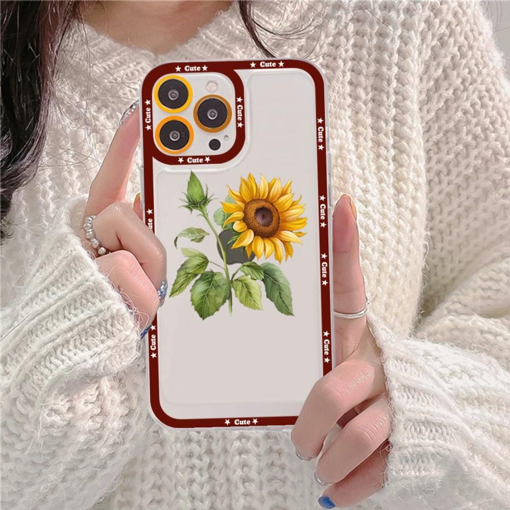 Beautiful Flower Sunflower Phone Case For iPhone 16 15 14 13 12 11 Pro Max XS X XR Mini Protective Cover