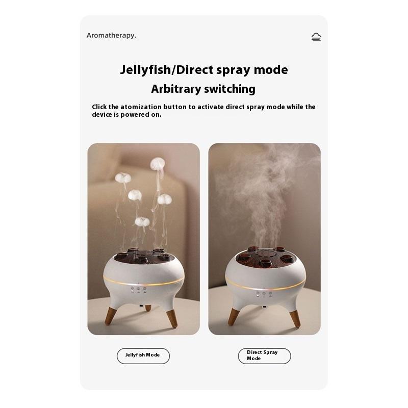 Silent atomized aromatherapy and exhalation circle jellyfish colorful atmosphere light birthday gift voice-controlled humidifier technology