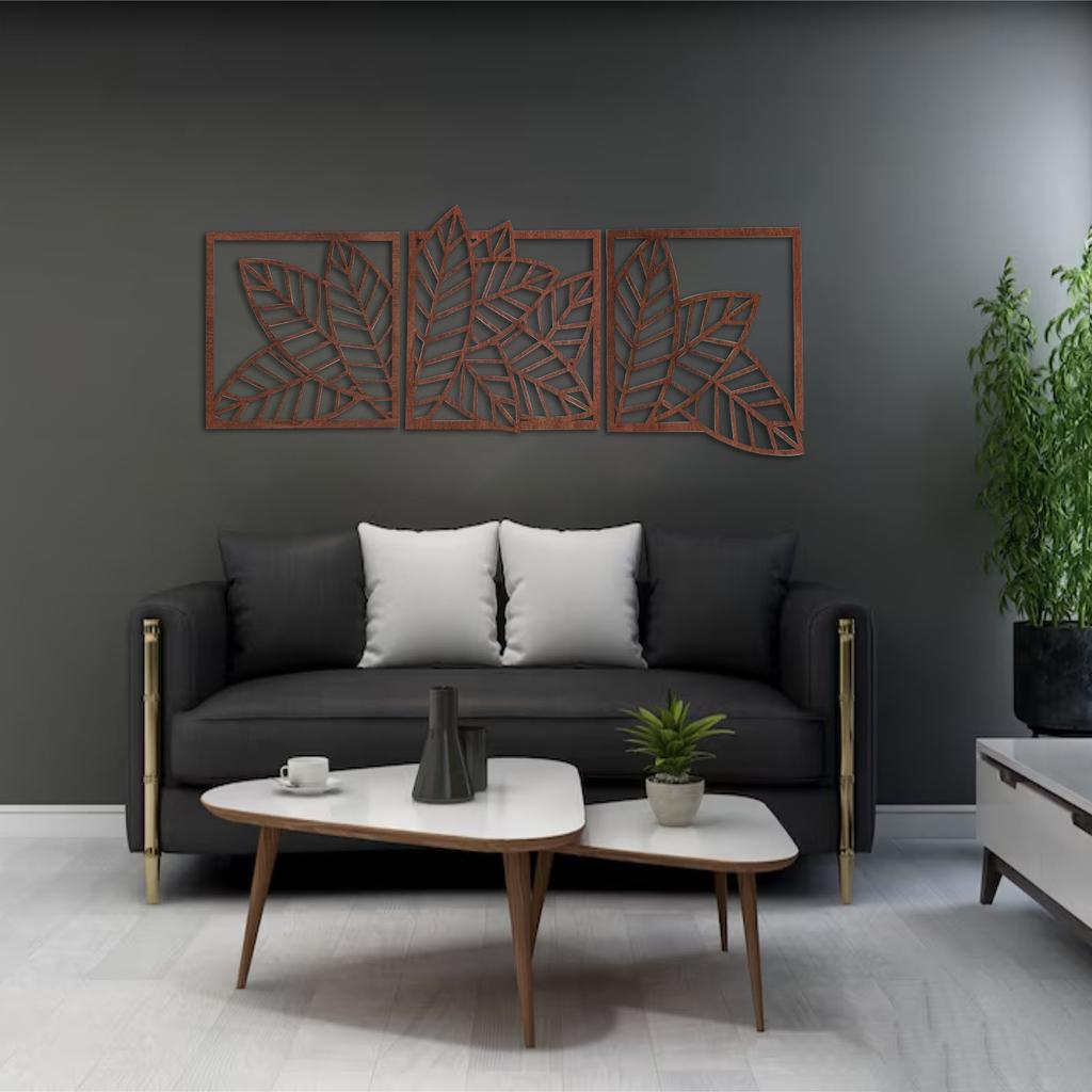 Leaves Wall Decor, Leaf Wall Art, Wood Wall Art, Botanical Wall Art, Wall Art, Floral Wall Art, Plant Wall Art, 3 Piece Wall Art