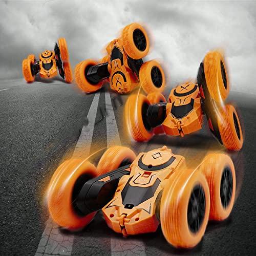 ROBOT PLAZA RC Car, Off-Road, RC Action Buggy, 4WD, Double-Sided, Kids Toy for Boys, 4WD, Fast (Orange)