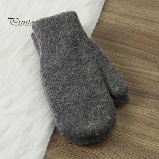 Adults Mittens 1 Pair Women Double-layers Cute Stretchy Soft Thickened Cold Female Resistant Solid Color Autumn Winter Girls Gloves for Riding