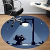 1pc Night Cat Office Round Area Rug, Indoor Mat Suitable For Office, Under Office Chairs Bedroom Living Room Home Decor, Room Deco 078