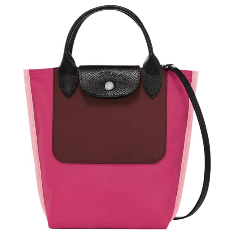 Longchamp Vordere konkave geprägte Logo Nylon/Leder Schulter Crossbody Tragetasche Damen Taschen Magenta 10263093J13
