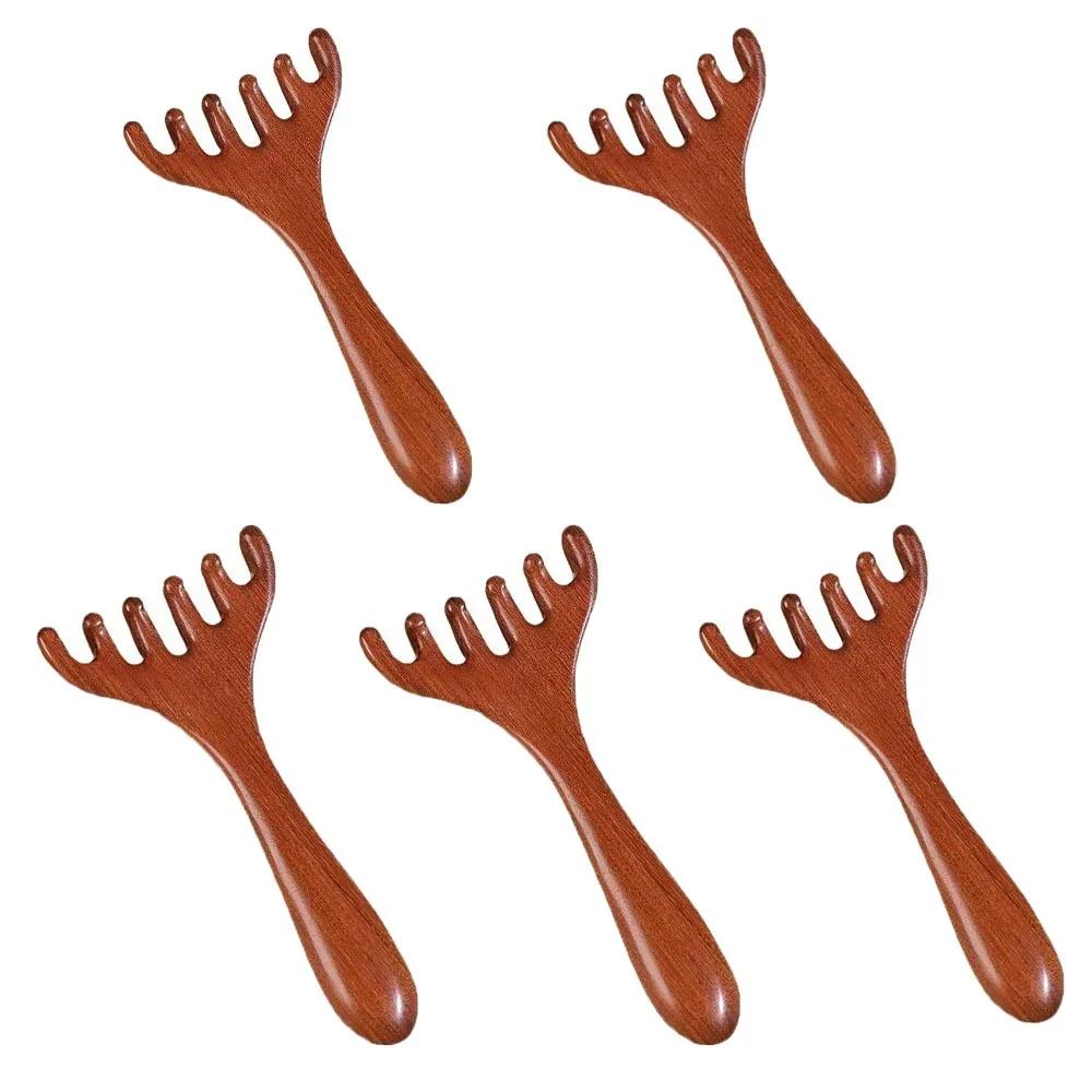 5Pcs Scalp Relax Meridian Massage Comb Blood Circulation Anti-static Wooden Massage Comb Smooth Hair Sandalwood